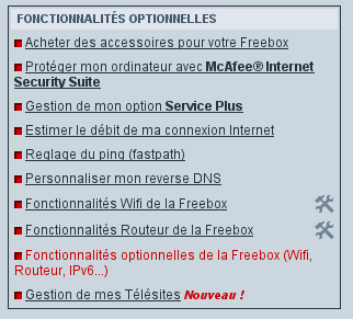 FonctionnalitÃ©s optionnelles Freebox