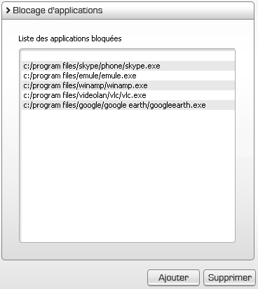 Logiciels bloqués