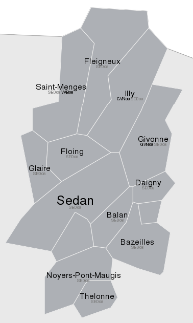 Communes dÃ©groupÃ©es par NRA de Sedan