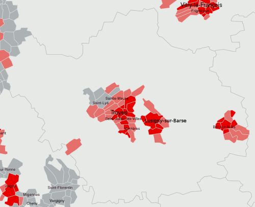 Carte dÃ©groupage Free de l'Aube