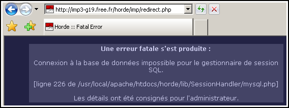 Erreur SQL sur le webmail