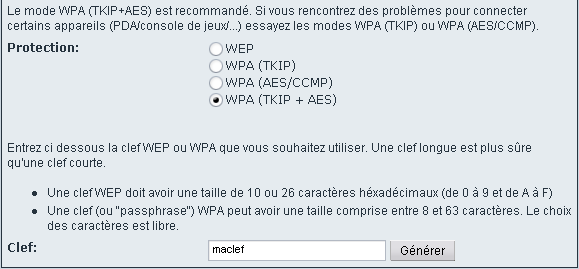 Configuration du WiFi