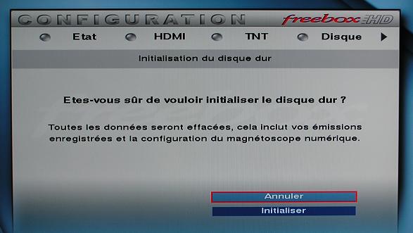 Initialisation du disque dur