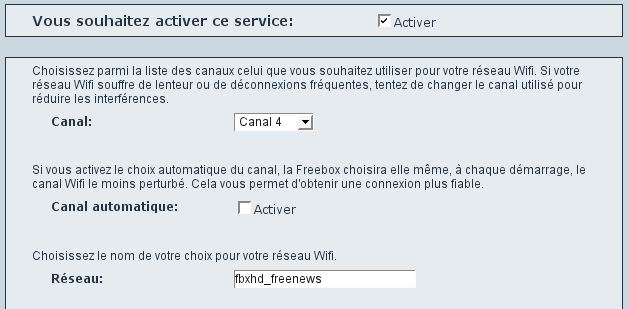 Interface Freebox wifi part 1