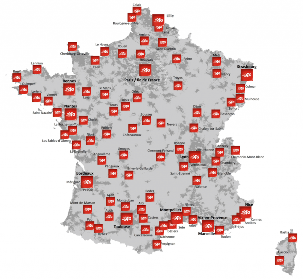 Couverture 4G SFR dans les grandes villes (plus de 50.000 habitants)