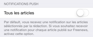 Freenews iOS - réglage push