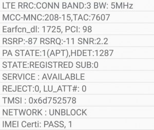 Un relevé témoignant de l'utilisation du LTE band 3, c'est-à-dire sur la fréquence 1800 MHz (source)