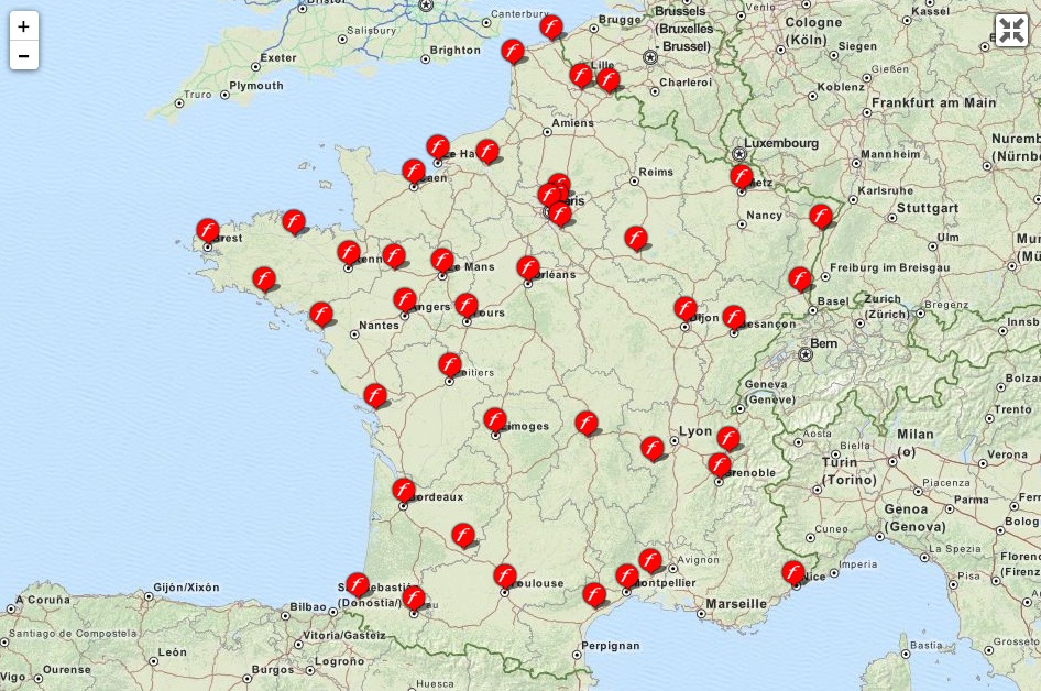 Carte officielle des Free Centers (fev 15)