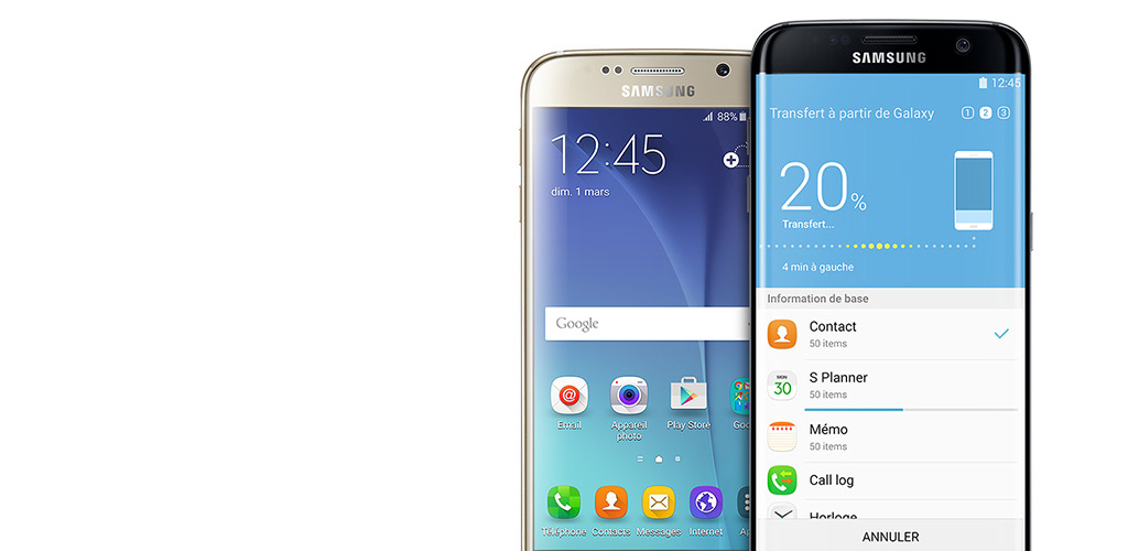 Le Galaxy S7 (à g.) et le Galaxy S7 Edge (à d.)