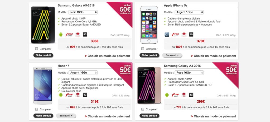 Même chez Free Mobile, la majorité des modèles 4G sont incompatibles 700 MHz...