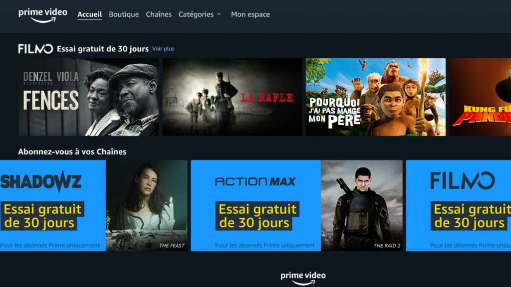 sélection chaines gratuites Prime Video